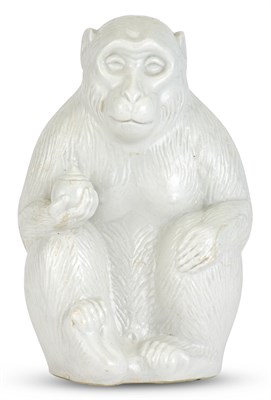 Lot 1233 - A Japanese Hirado Porcelain Figure of a Monkey...
