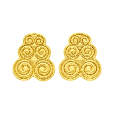 Lot 138 - Ilias Lalaounis Pair of Gold Earclips