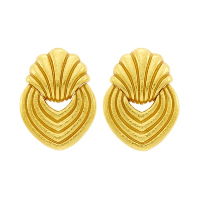 Lot 27 - Zolotas Pair of High Karat Hammered Gold Earclips