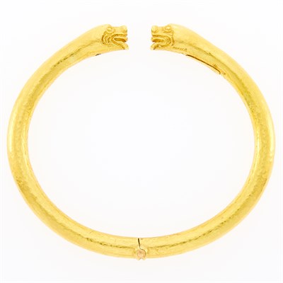 Lot 108 - Ilias Lalaounis Hammerd High Karat Gold Bangle Bracelet