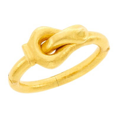 Lot 142 - Ilias Lalaounis Hammered Gold Bangle Bracelet