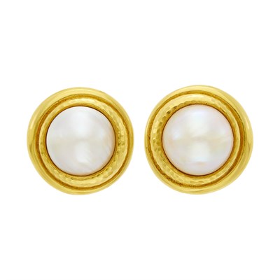 Lot 3 - Andrew Clunn Pair of Gold and Mabé Pearl Earclips