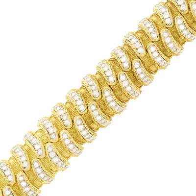Lot 132 - Spritzer & Fuhrmann Two-Color Gold and Diamond Bracelet, France