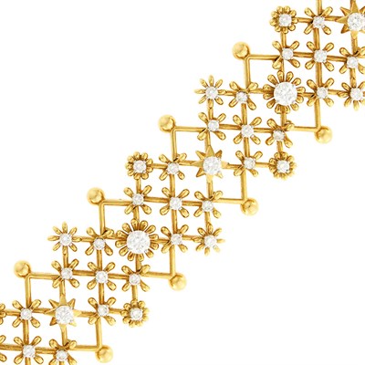 Lot 134 - Tiffany & Co., Schlumberger Gold, Platinum and Diamond Bracelet