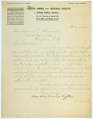 Lot 55 - WASHINGTON, BOOKER T. Two letters signed....