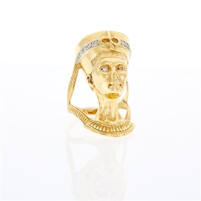 Lot 126 - Gold, Low Karat Gold and Diamond Pharaoh Ring