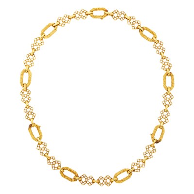 Lot 222 - Van Cleef & Arpels Gold and Diamond Necklace/Bracelets Combination, France