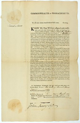 Lot 22 - ADAMS, SAMUEL Printed document signed. Boston:...