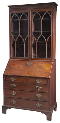Lot 192 - George III Mahogany Secretary Bookcase Height...