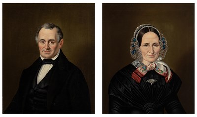 Lot 1026 - American School 19th century Portrait of a...