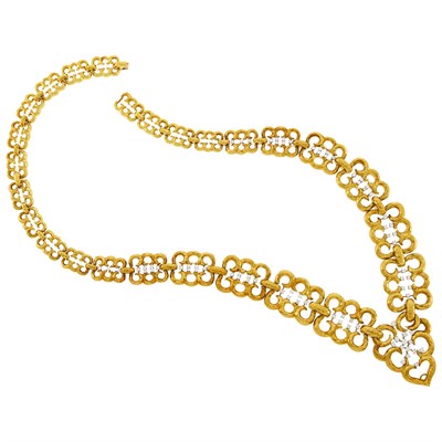 Lot 60 - David Webb Hammered Gold, Platinum and Diamond Necklace