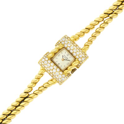 Lot 148 - Van Cleef & Arpels Double Strand Gold and Diamond Wristwatch