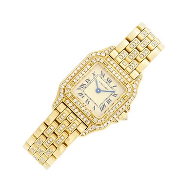 Lot 34 - Cartier Gold and Diamond 'Panthère' Wristwatch