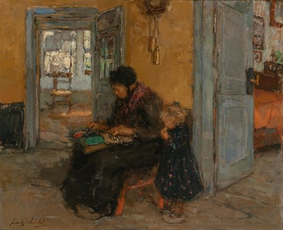 Lot 1007 - Frantz Charlet Belgian, 1862-1928 Flemish Home...