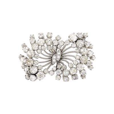 Lot 124 - Platinum and Diamond Double Clip-Brooch