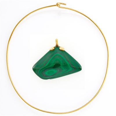 Lot 18 - Gold and Malachite Pendant and Torque Necklace