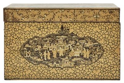 Lot 113 - Chinese Export Black Lacquer Chinoiserie Gilt...