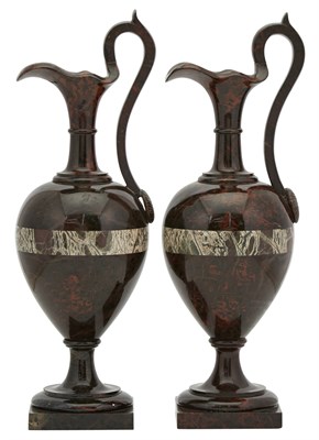 Lot 116 - Pair of Italian Rouge and Gray Veined Marble...