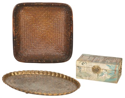 Lot 138 - A Chinese "Wallpaper"-Decorated Wooden Box...
