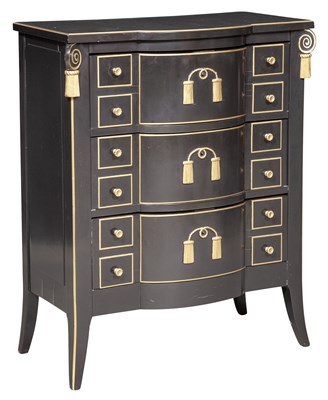 Lot 141 - Hollywood Regency Style Black Lacquer and Gold-...