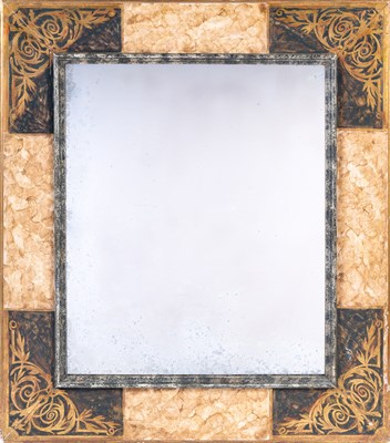 Lot 166 - Gold and Black Painted Mirror With faux marble...