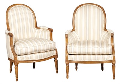 Lot 144 - Louis XVI Beechwood Bergère Together with a...