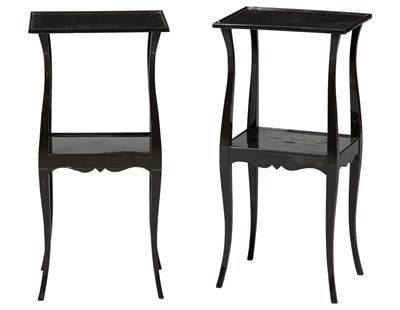 Lot 146 - Pair of Black Lacquer Two-Tier Bedside Tables...