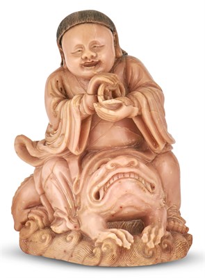 Lot 1019 - A Chinese Carved Soapstone Figure of Liu Hai...