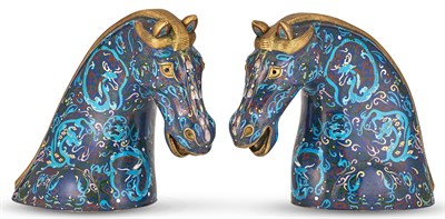 Lot 1046 - A Pair of Chinese Cloisonné Enamel Horse Heads...