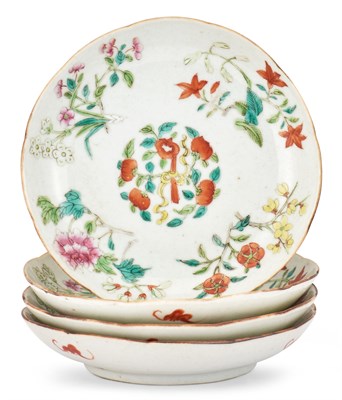Lot 1152 - Four Chinese Porcelain Plates Late Qing...