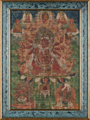 Lot 1278 - A Tibetan Thangka 18th-19th Century The small...