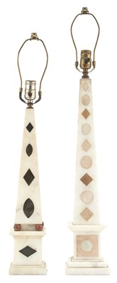 Lot 102 - Two Similar Inlaid Marble Obelisk Lamps Height...
