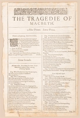 Lot 118 - [SHAKESPEARE, WILLIAM The Tragedie of Macbeth....