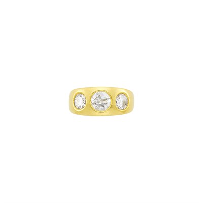 Lot 29 - Andrew Clunn Hammered Gold and Diamond Gypsy Ring