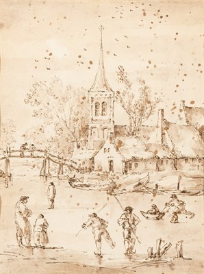Lot 97 - European School 18th-19th Century Ice Skaters...