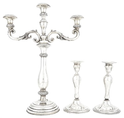 Lot 291 - Pair of Continental Silver Candlesticks and a...