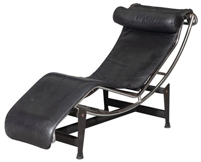Lot 183 - Le Corbusier Style Tubular Steel and Leather...