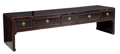 Lot 278 - Chinese Black Lacquer Five-Drawer Low Table...