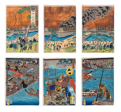 Lot 1240 - Two Japanese Tryptichs by Yoshitora Edo Period...