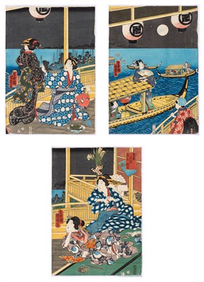Lot 1243 - A Japanese Woodblock Tryptich by Kunisada II...
