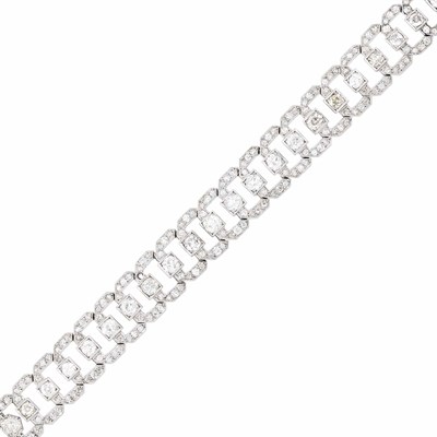Lot 256 - Cartier Platinum and Diamond Bracelet, France