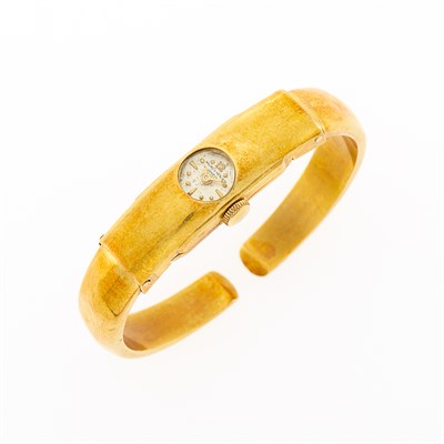 Lot 222 - Baume & Mercier Gold Bangle-Watch