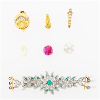 Lot 230 - Group of Gold, Diamond and Colored Stone Fragments
