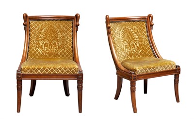 Lot 285 - Pair of Restauration Mahogany Cut Velvet...