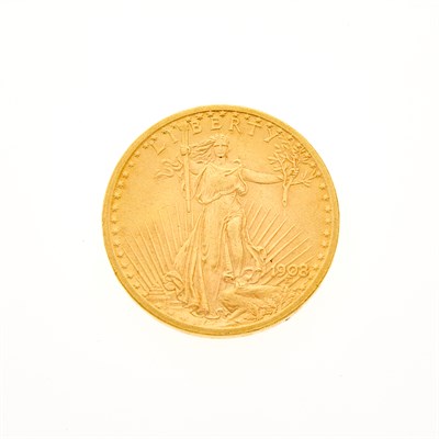 Lot 25 - United States 1908 $20 St. Gaudens Nice yellow...