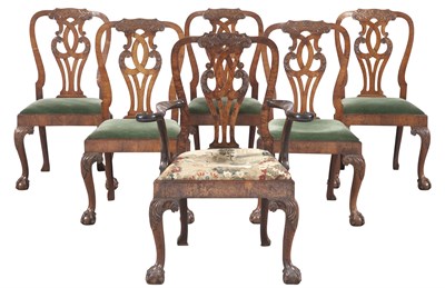 Lot 89 - Set of Six George II Walnut and Beechwood...
