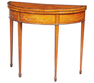 Lot 309 - George III Style Satinwood and Marquetry Card...
