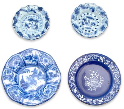 Lot 1295 - Associated Pair of Delft Blue and White Fluted...