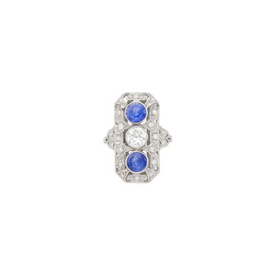 Lot 75 - Platinum, Sapphire and Diamond Ring