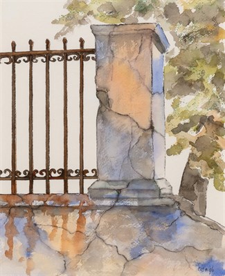 Lot 99 - 20th Century School Iron Fence and Stone Wall...